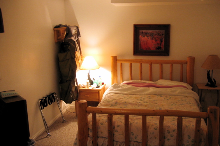 My cozy room at the Bullberry Inn, Tropic, UT.