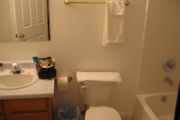 Tidy bathroom at the Bullberry Inn, Tropic, UT.
