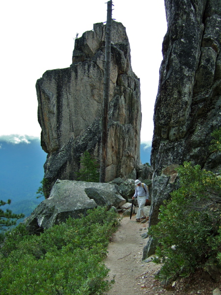 David passing the first rock pinnacle.