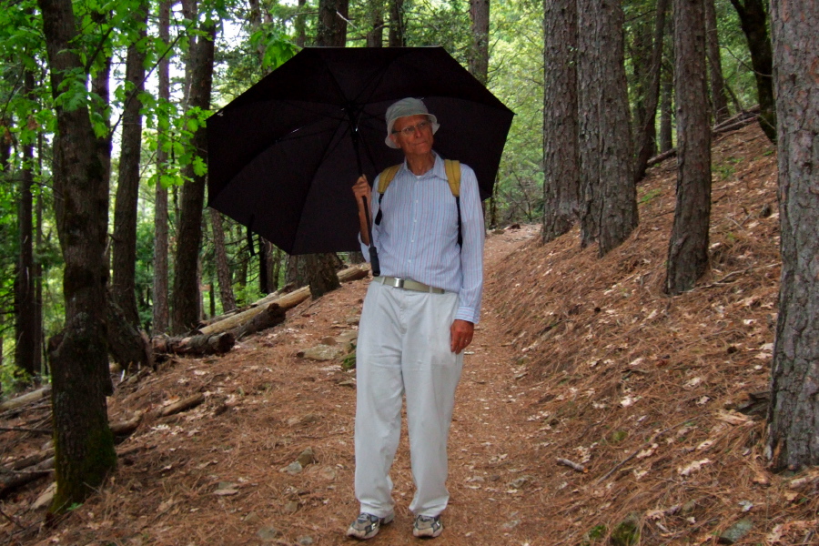 David using his umbrella for its intended purpose.