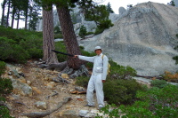 David points to the correct route up the hill.