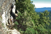 The Saratoga Gap trail hugs the steep hillside.
