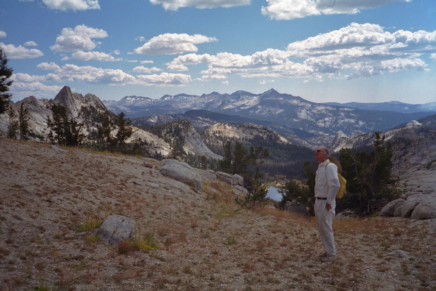 David looking for a route up Echo Peaks.