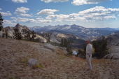 David looking for a route up Echo Peaks.