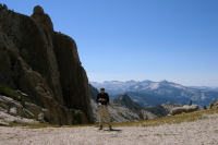 Bill at the ridge (10790ft) fixing his hat cinch string that just broke.