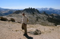 David on Echo Ridge (10820ft); Matthes Crest (10918ft) is behind.