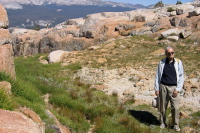 David in one of the gullies between the granite slabs below Echo Peaks.  (10250ft)