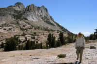 David in the saddle between Echo Peaks and Cathedral Peak (10200ft)