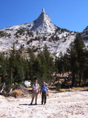 Bill and Ron beneath Cathedral Peak.