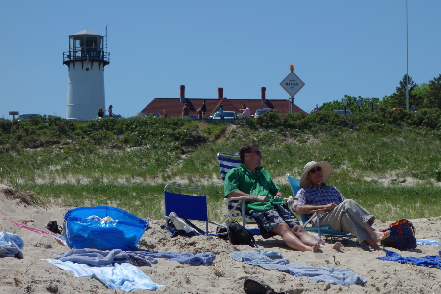 Ed and David in front of the Chatham Lighthouse