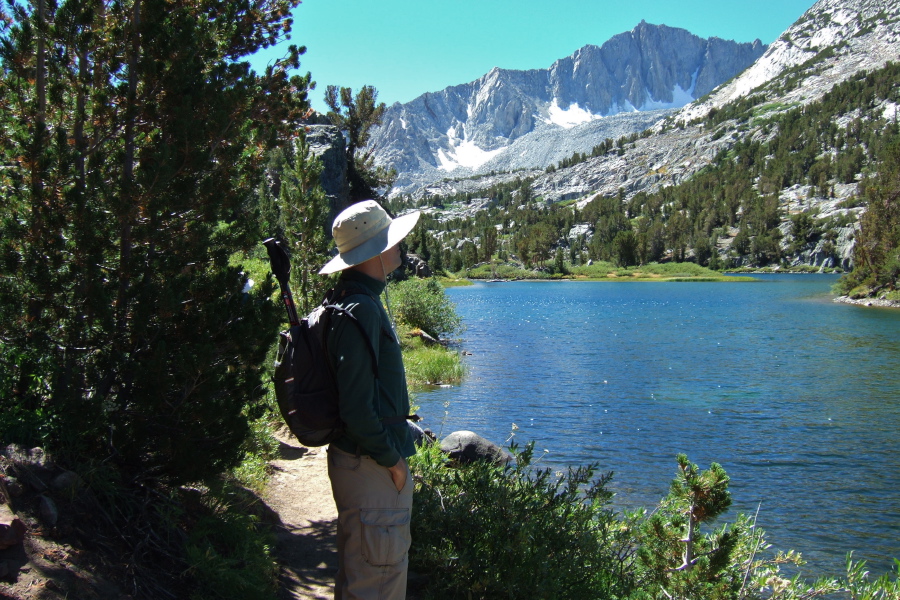 Bill pauses to admire the scenery at Long Lake.