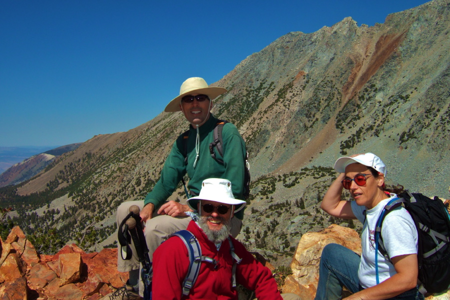 Bill, Frank, and Stella at the summit of Chocolate Peak