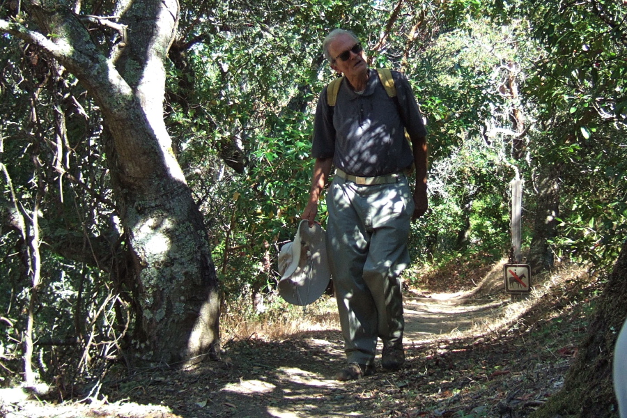 David reaches the bench at the top of Arroyo Trail.