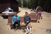 Chris and Bill rest at the lunch stop.