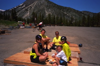 Bill and Chris enjoy lunch at Mt. Rose ski area
