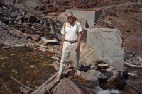 David crosses Convict Creek.