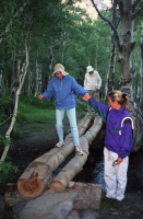 Laura helps Kay across Convict Creek.