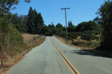 Looking back toward Mt. Madonna Road from Hazel Dell Road