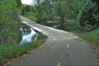 Coyote Creek Trail dips down to Coyote Creek.