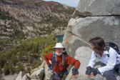 A corner of Crystal Lake and Mammoth Crest are in the background.