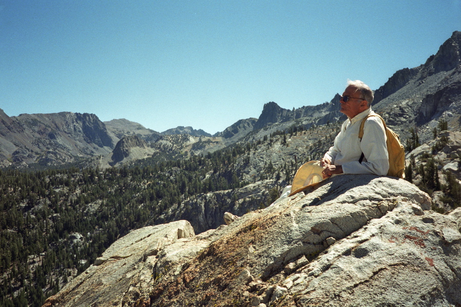David on his sunny rock on Crystal Crag.