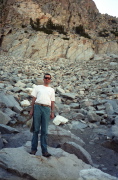 Bill in the talus below the west side of Crystal Crag