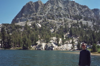 Bill at Crystal Lake beneath Crystal Crag