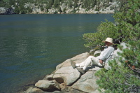David enjoys a sunny spot on Crystal Lake.