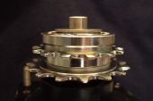 Double Freewheel installed on Cyclone motor gearhead, showing washer clearance.
