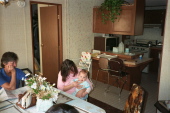 Grandma, Lisa, and Matthew in the double-wide.