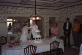 The feeding of the cake.