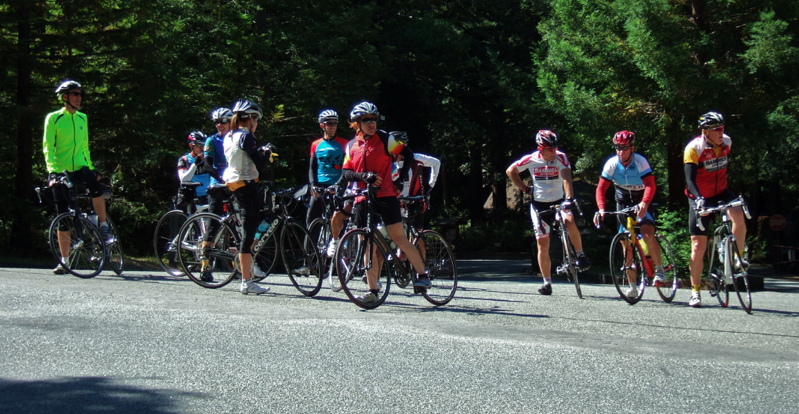 An impromptu regroup at Memorial Park.