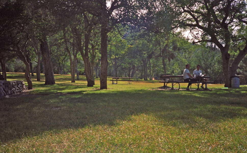 Chris and Bill rest at Frank Raines Park.