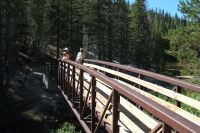 Stella, Frank, and David on the footbridge.