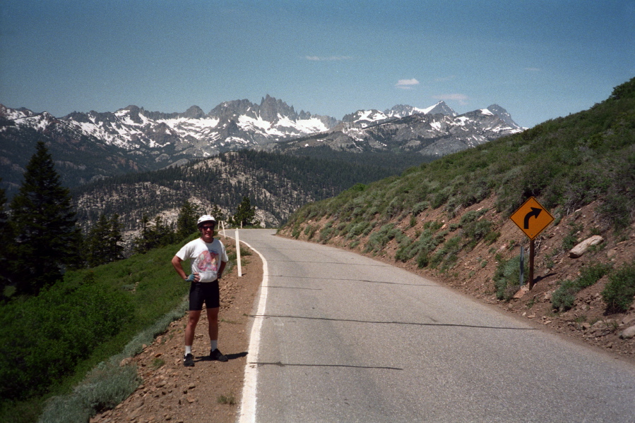 Derek pauses on the way down to Devil's Postpile.