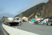 Construction equipment at the southern tunnel portal.
