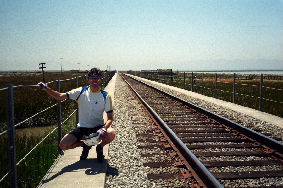 Bill on the trestle across Mud Slough
