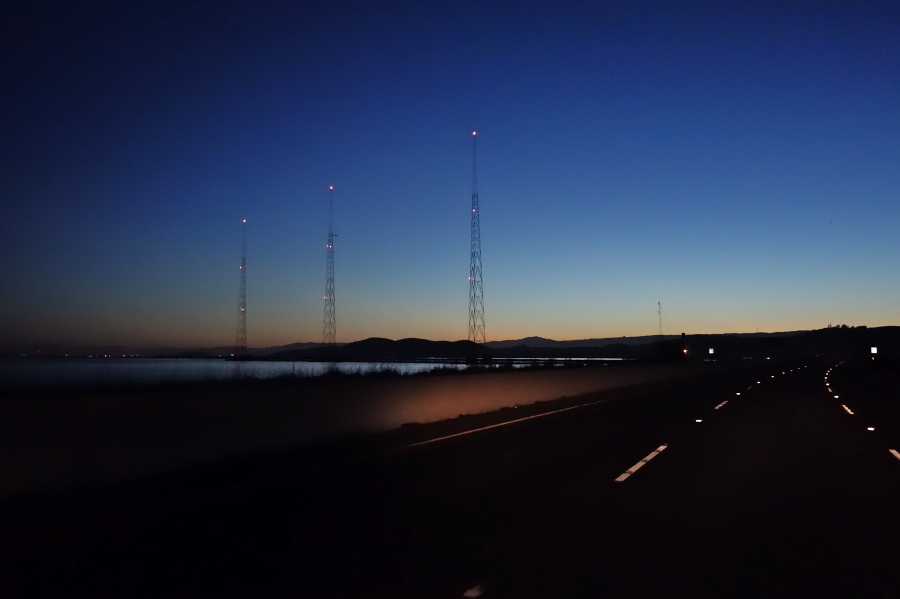 Passing the KGO tower near the Dumbarton Bridge