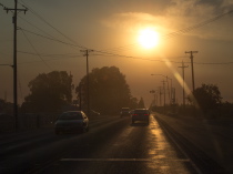 A smoky morning on CA120 eastbound