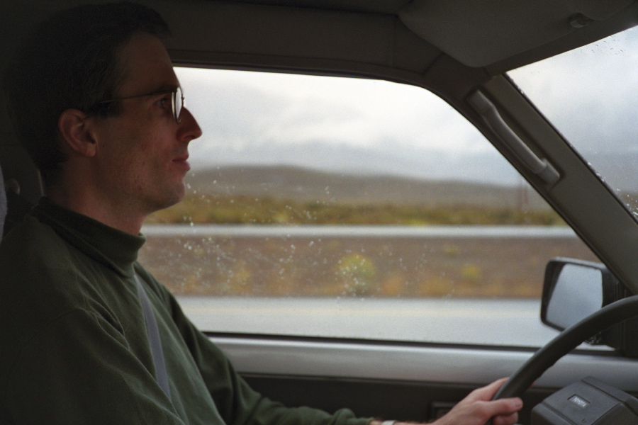 Bill driving the van.