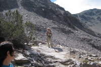 Frank and Stella wait for David on their way down from Duck Pass.