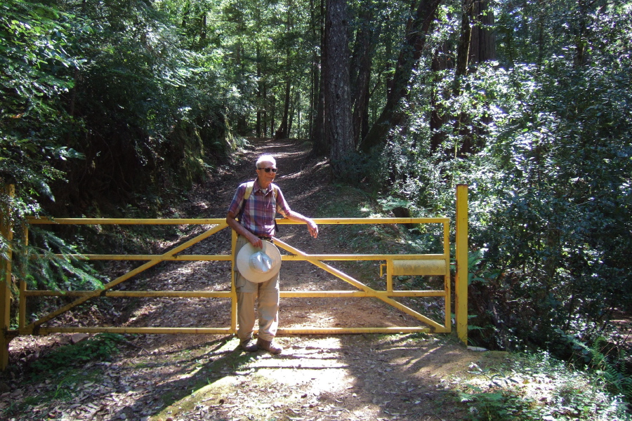 David at the gate at the bottom of Eagle Rock Road