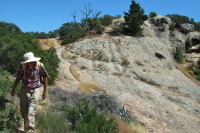 David walks down the gentle northwest side of Eagle Rock