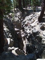 Old steps leading down into the crack.