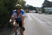 Marius climbing past the refineries on San Pablo Rd. (70ft)