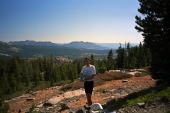 Bill west of Pacific Grade Summit with a view of the Dardanelles.