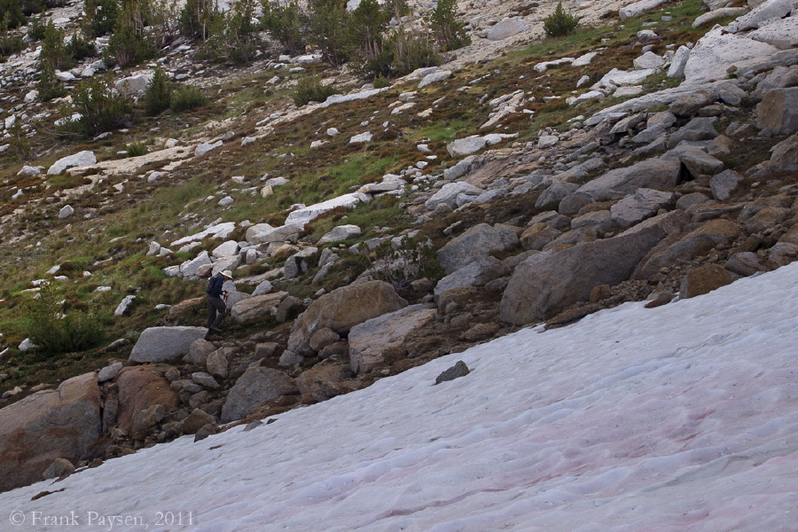 Meanwhile, Bill finds a way around the snowfield as he conveniently left his spikes at the trailhead!