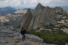 Stella starts up the rocky part of Echo Ridge.