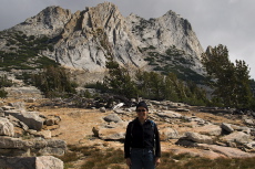 Stella in front of Echo Peaks