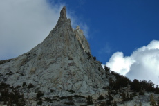 Cathedral Peak (10971ft) from the west along the John Muir Trail (JMT).